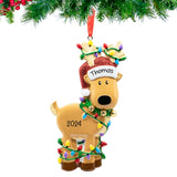 Personalized Reindeer Tangled in Light Christmas Ornament