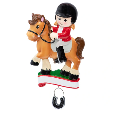 Personalized Horseback Riding Girl Christmas Ornament