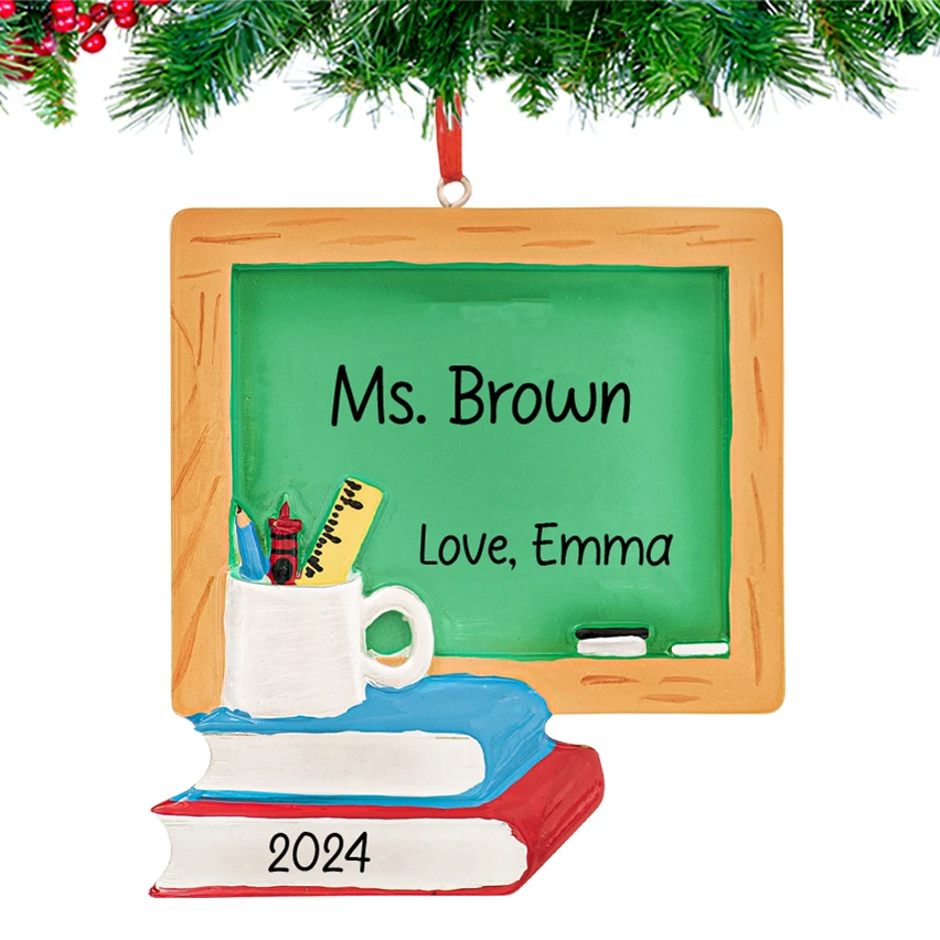 Personalized Teacher Chalkboard Christmas Ornament