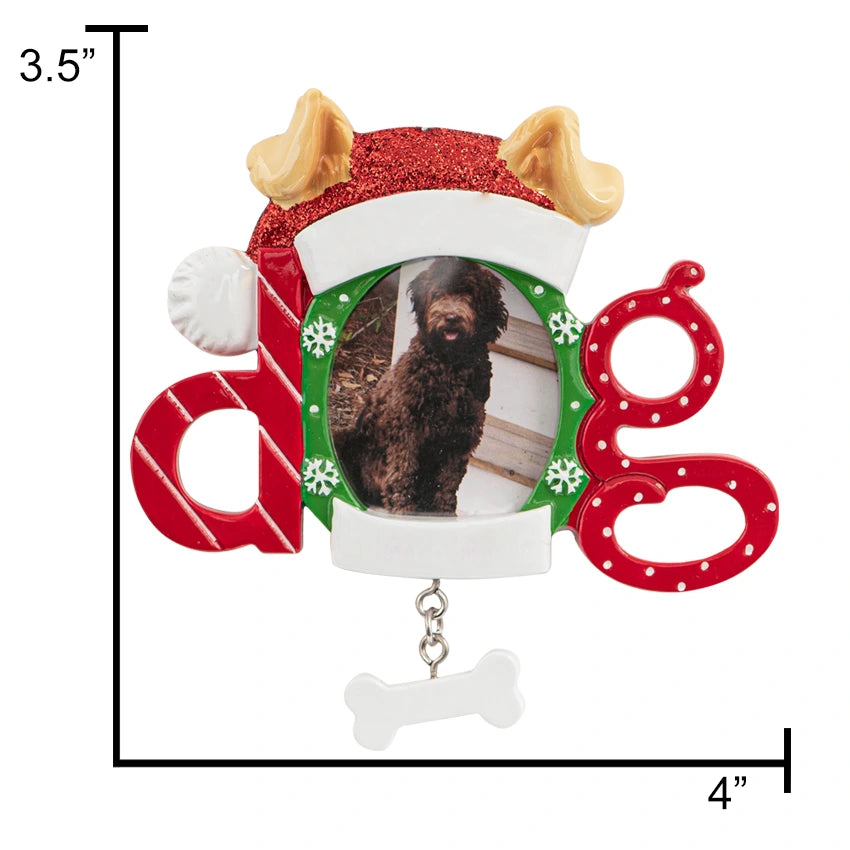 Personalized Dog Picture Frame Christmas Ornament