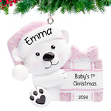 Personalized Baby's First Christmas Ornament Girl - Baby Bear