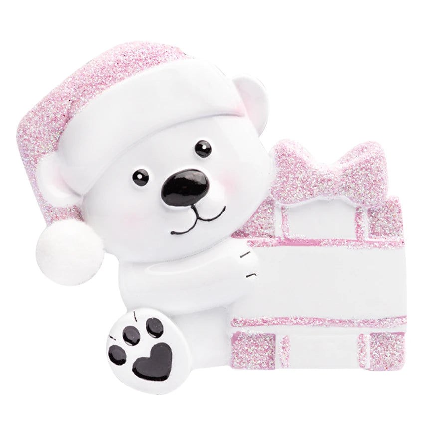 Personalized Baby's First Christmas Ornament Girl - Baby Bear