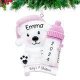 Custom My Baby's First Christmas Ornament - Baby Girl with Bottle