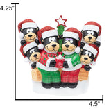 Personalized Black Bear Family of 6 Christmas Ornament