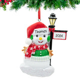 Snowman with Light Post Personalized Christmas Ornament