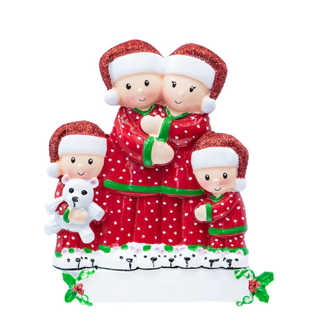 Personalized Pajama Family of 4 Christmas Ornament