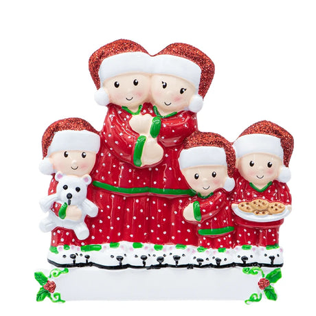 Personalized Pajama Family of 5 Christmas Ornament