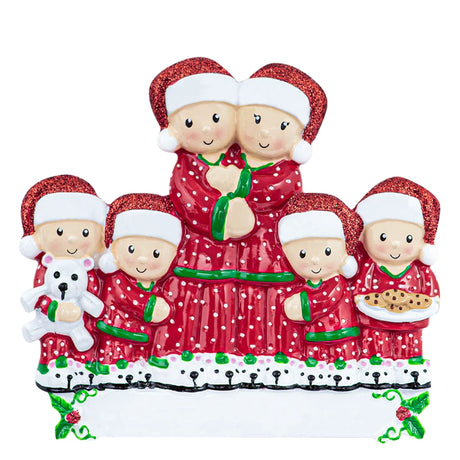 Personalized Pajama Family of 6 Christmas Ornament