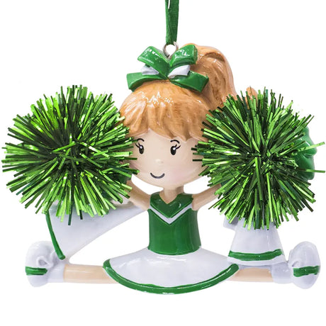 Personalized Cheerleader Christmas Ornament Green