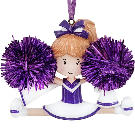 Personalized Cheerleader Christmas Ornament Purple