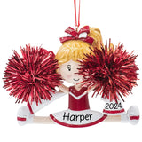 Personalized Cheerleader Christmas Ornament Red