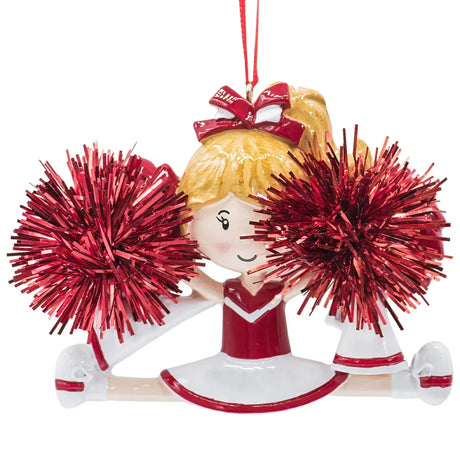 Personalized Cheerleader Christmas Ornament Red