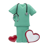 Personalized Green Scrubs with Stethoscope Christmas Ornament