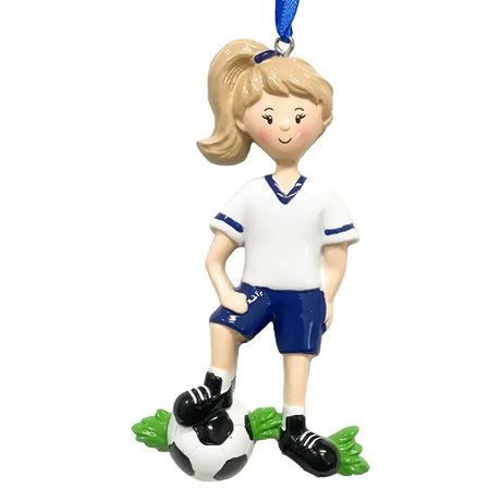 Personalized Soccer Player Girl Christmas Ornament