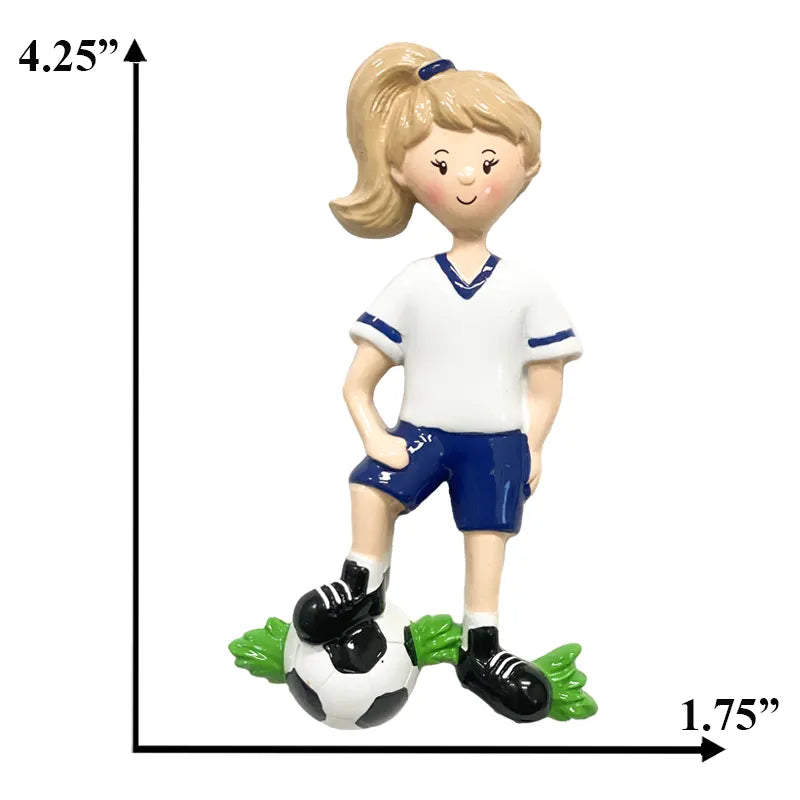 Personalized Soccer Player Girl Christmas Ornament