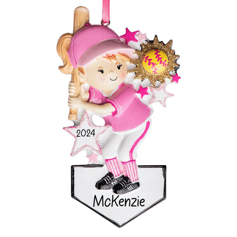 Custom Softball Girl Christmas Ornament