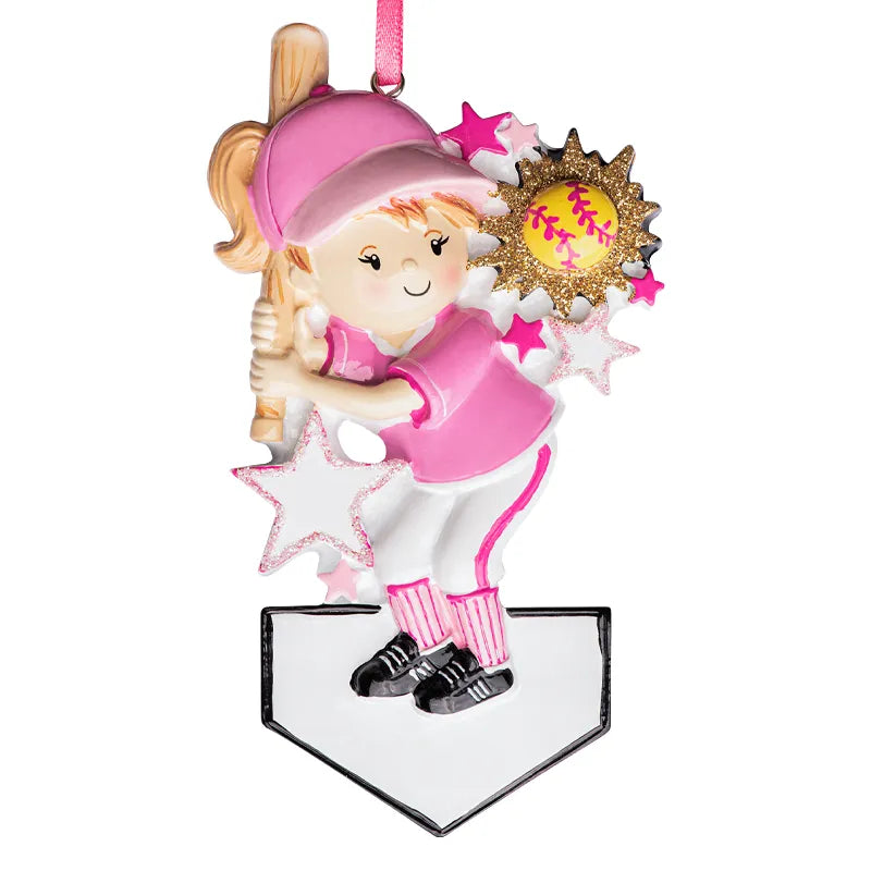 Custom Softball Girl Christmas Ornament