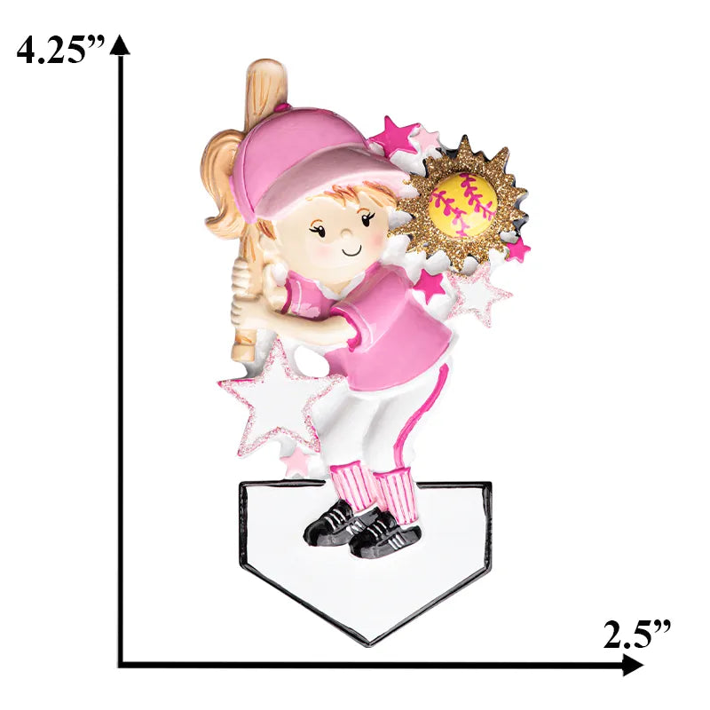 Custom Softball Girl Christmas Ornament