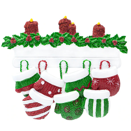 Personalized Mitten Family of 7 Christmas Ornament