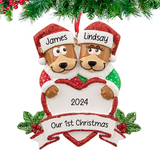 Personalized Brown Bear Couple Christmas Ornament