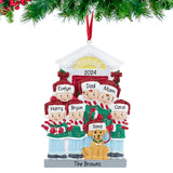 Personalized Family of 6 with Dog Ornament for Christmas Tree