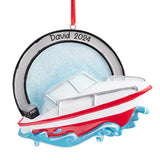 Personalized Speed Boat Christmas Ornament