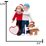 Personalized Couple with Brown Dog Christmas Ornament