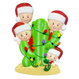 Custom Cactus Family of 4 Christmas Ornament