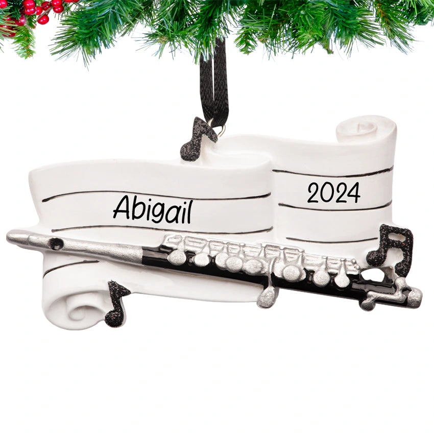 Personalized Flute Christmas Ornament - Musical Instrument Gift