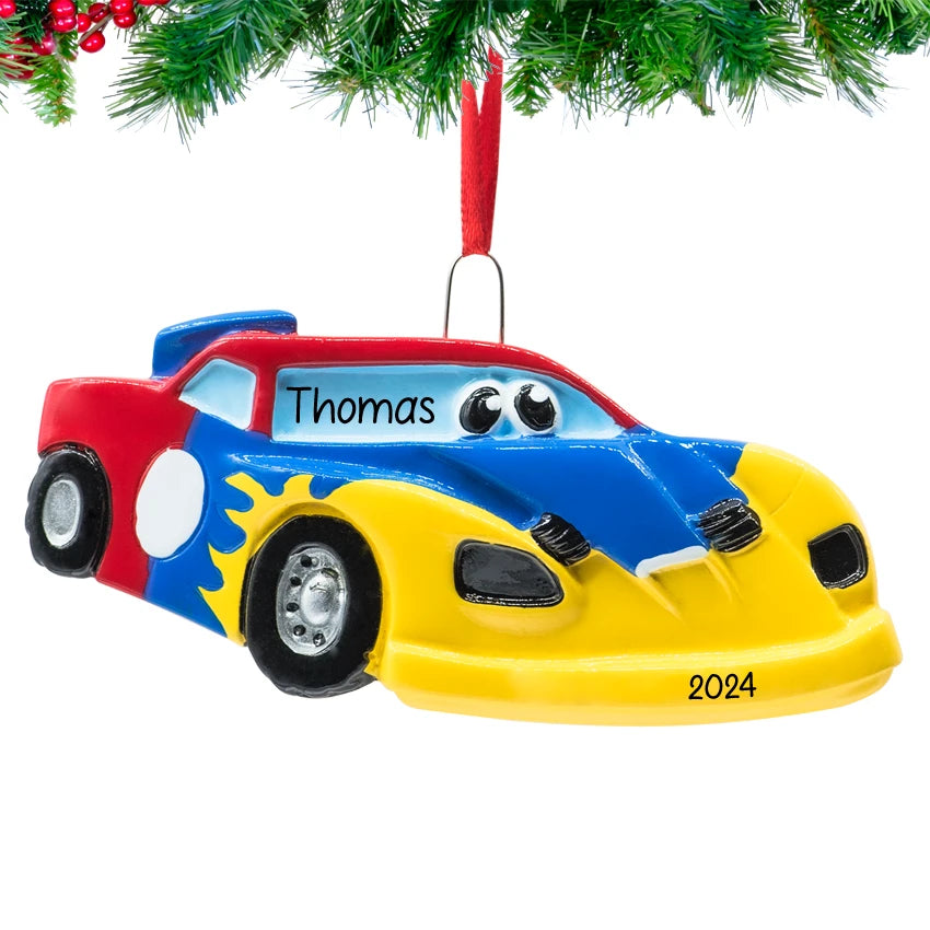 Personalized Race Car Christmas Ornament