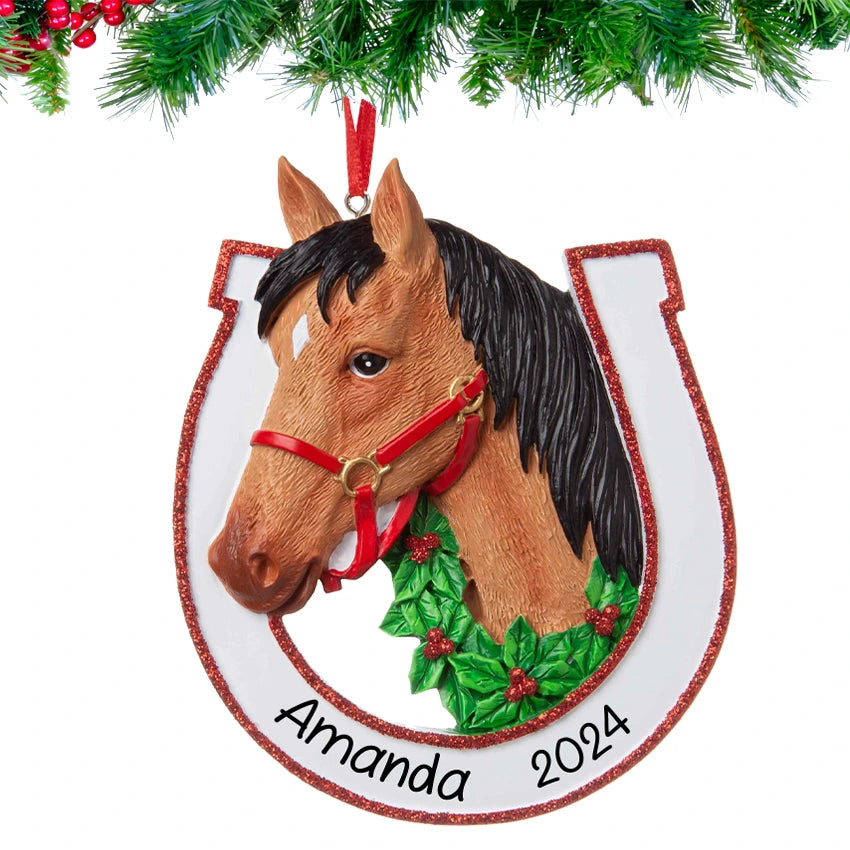 Personalized Brown Horse Christmas Ornament