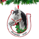 Personalized Grey Horse Christmas Ornament