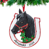 Personalized Black Horse Christmas Ornament