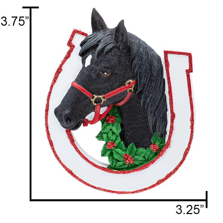 Personalized Black Horse Christmas Ornament