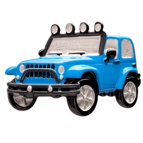 Personalized 4X4 Jeep Christmas Ornament Blue