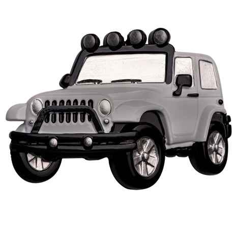 Personalized 4X4 Jeep Christmas Ornament Grey