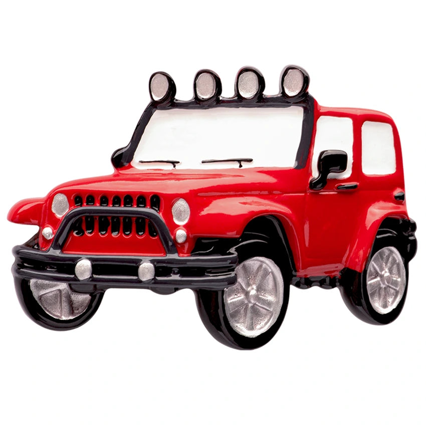 Custom 4X4 Jeep Christmas Ornament Red