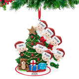 Personalized Present Peeking Family of 7 Christmas Ornament