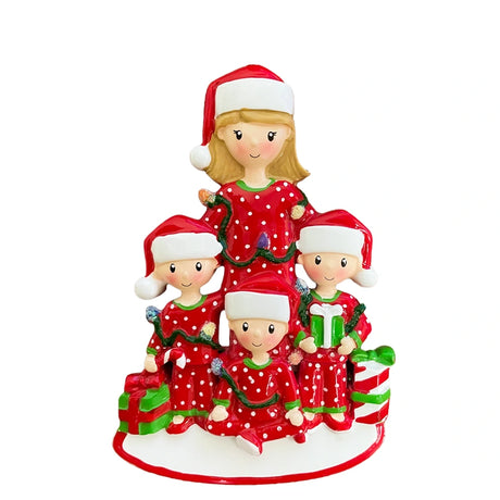 Personalized Single Mom with 3 Children Christmas Ornament