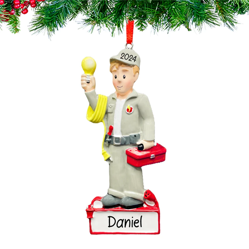 Personalized Electrician Christmas Ornament