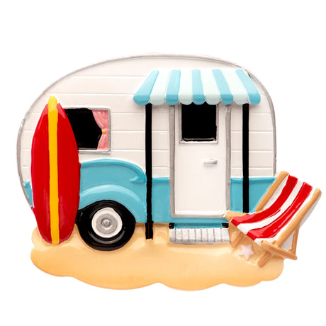 Personalized RV Christmas Ornament - Beach Pop Up Camper