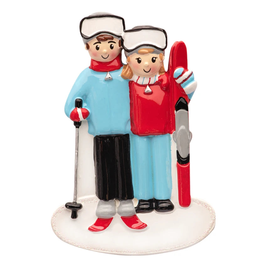 Custom Ski Couple Christmas Ornament