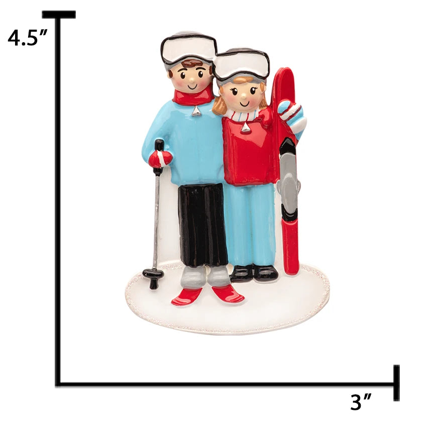 Custom Ski Couple Christmas Ornament