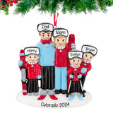 Custom Ski Family of 5 Christmas Ornament