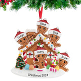 Personalized Gingerbread House Family of 5 Christmas Ornament