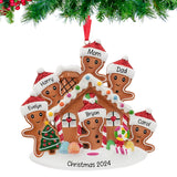 Personalized Gingerbread House Family of 6 Christmas Ornament