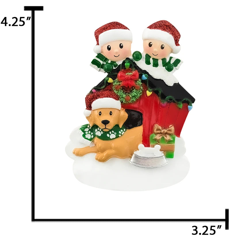 Personalized Couple with Dog Christmas Ornament