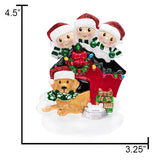 Personalized Family of 3 with Dog Christmas Ornament