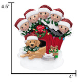 Personalized Family of 5 with Dog Christmas Ornament