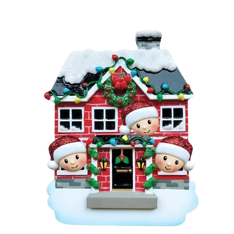 Personalized Christmas House Family of 3 Ornament